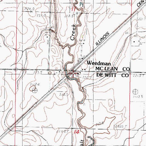 Topographic Map of Weedman, IL