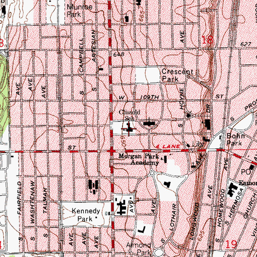 Topographic Map of Clissold Elementary School, IL