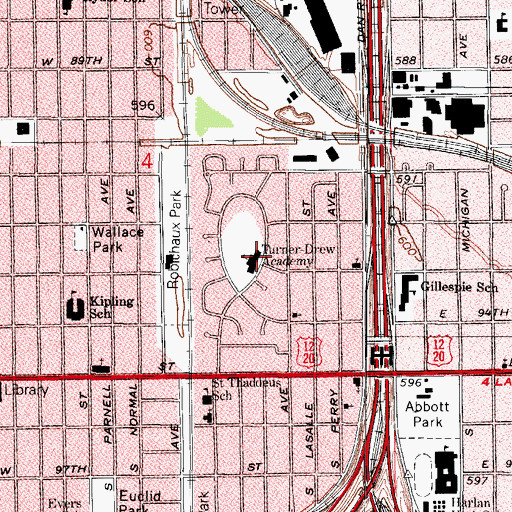 Topographic Map of Turner-Drew Language Academy, IL