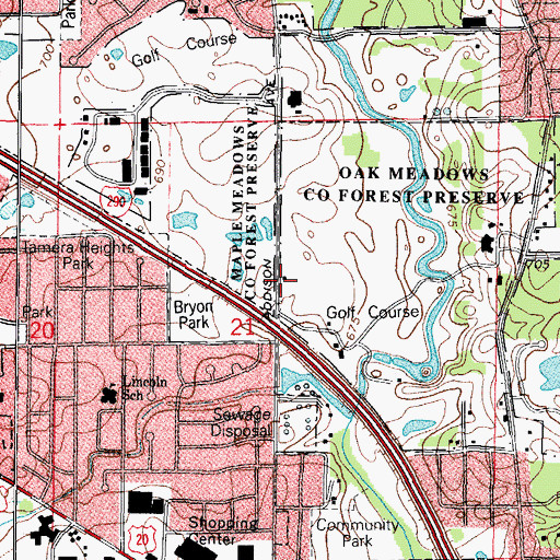 Topographic Map of Elmhurst Country Club (historical), IL