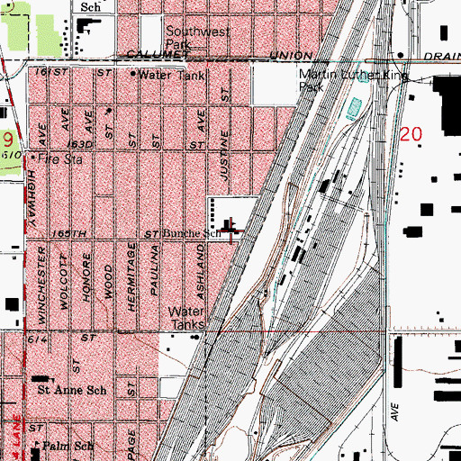 Topographic Map of Ralph Bunche School, IL