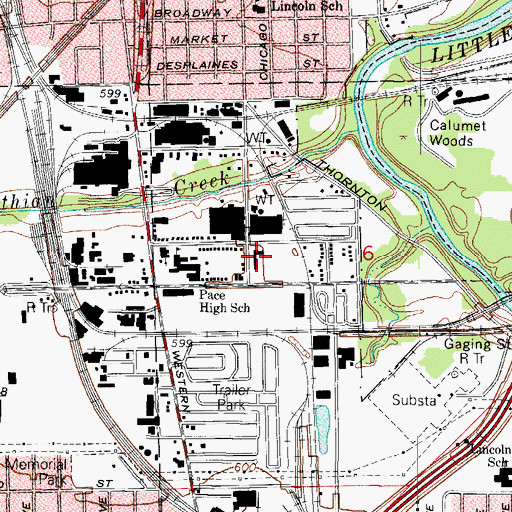 Topographic Map of Garfield School (historical), IL