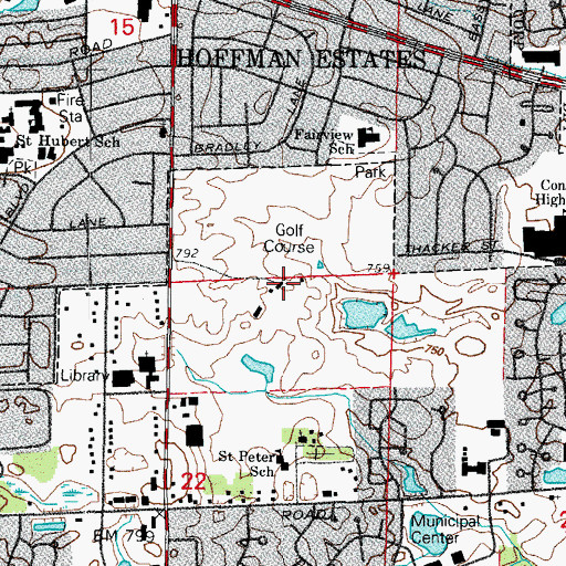 Topographic Map of Schaumburg Golf Club, IL
