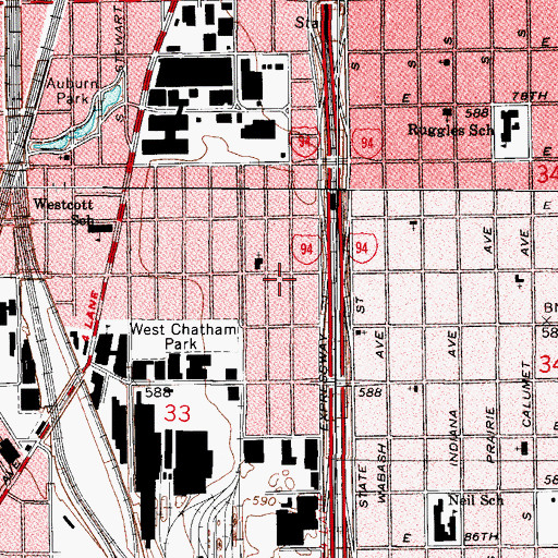 Topographic Map of Hookway School (historical), IL