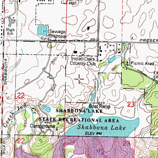Topographic Map of Indian Oaks Country Club, IL