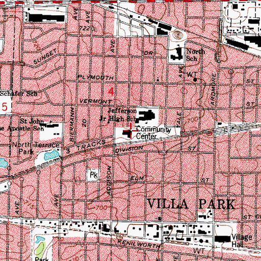 Topographic Map of Iowa School (historical), IL
