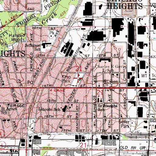 Topographic Map of King Park, IL