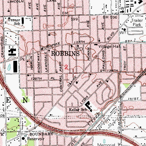 Topographic Map of Lincoln School, IL