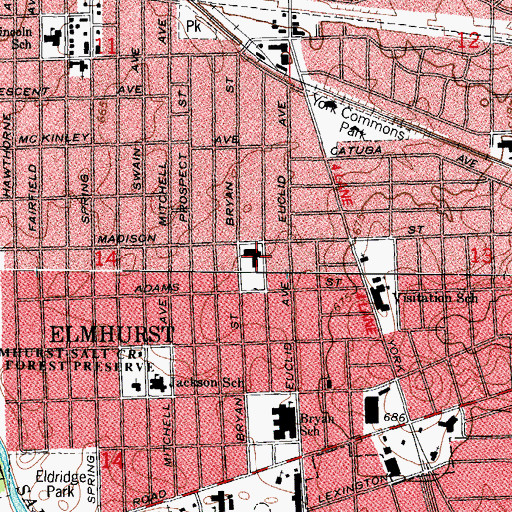 Topographic Map of Madison School (historical), IL