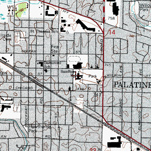 Topographic Map of Gray M Sandborn Elementary School, IL