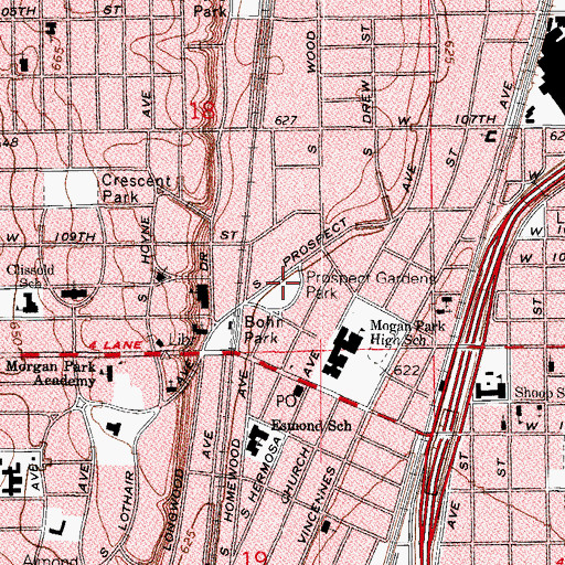 Topographic Map of Prospect Gardens Park, IL