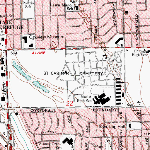 Topographic Map of Saint Casimir Catholic Cemetery, IL