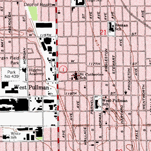 Topographic Map of Assumption Blessed Virgin Mary-Saint Catherine of Genora School, IL