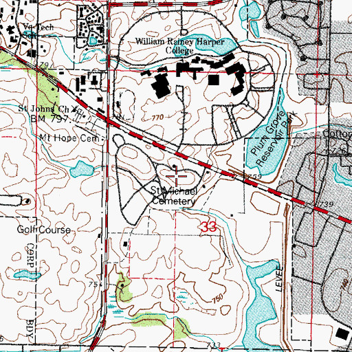 Topographic Map of Saint Michael the Archangel Catholic Cemetery and Mausoleum, IL