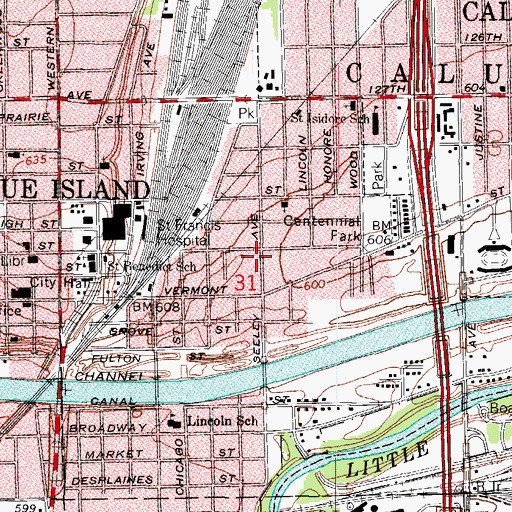 Topographic Map of Sanders School (historical), IL
