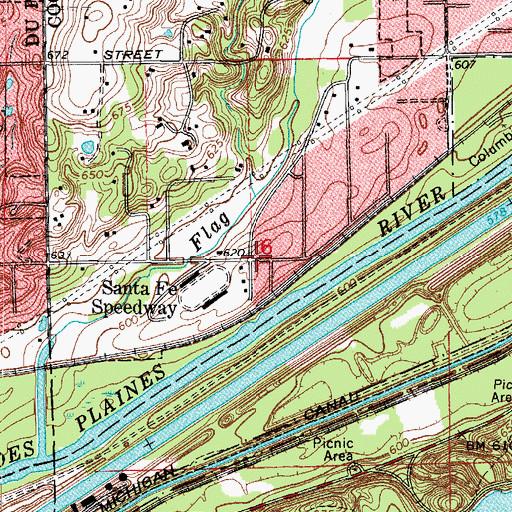 Topographic Map of Santa Fe Speedway, IL