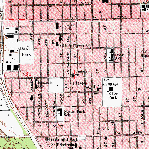 Topographic Map of Timothy Lutheran School, IL