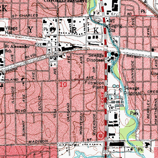 Topographic Map of Washington School (historical), IL