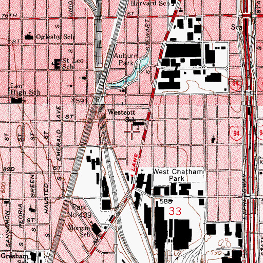 Topographic Map of Westcott Elementary School, IL