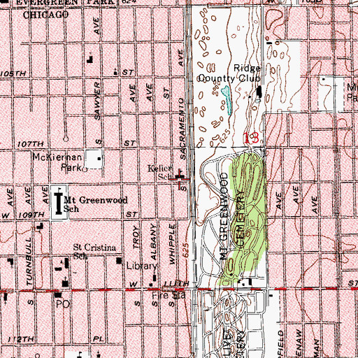 Topographic Map of Keller Gifted Magnet School, IL