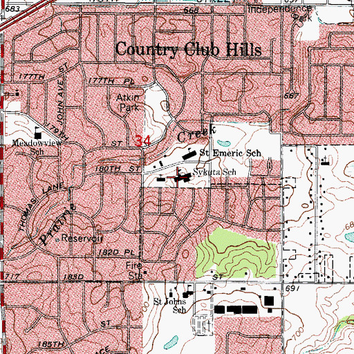 Topographic Map of Zenon J Sykuta School, IL