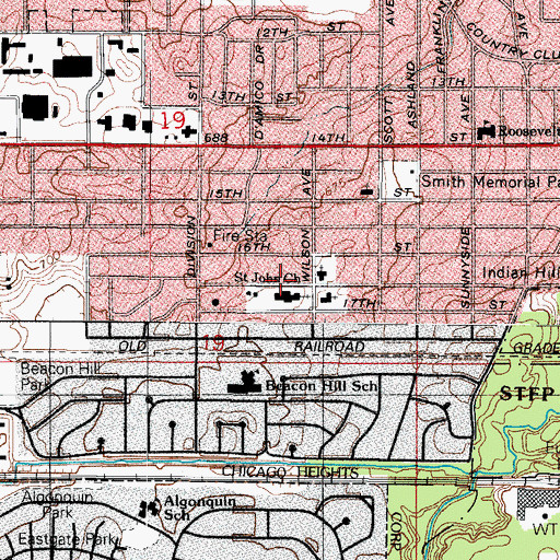 Topographic Map of Wilson School, IL