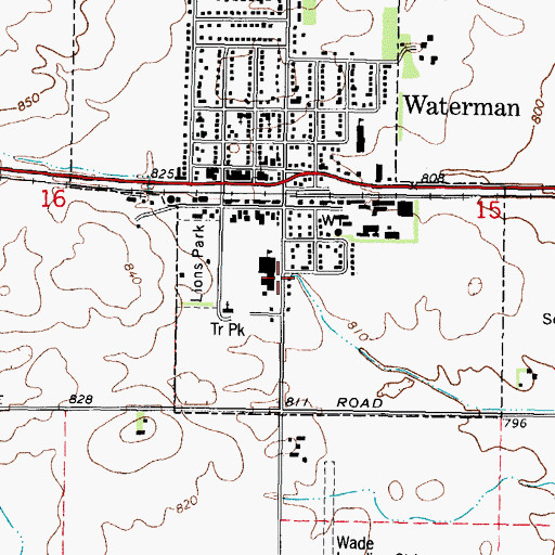 Topographic Map of Waterman Middle School, IL