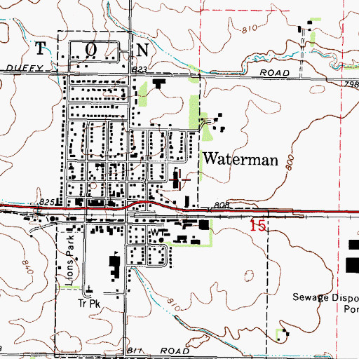 Topographic Map of Waterman Community Consolidated School, IL