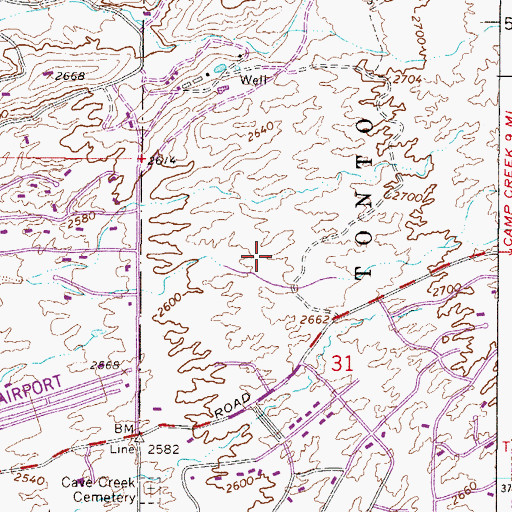 Topographic Map of Desert Mountain Golf Course, AZ