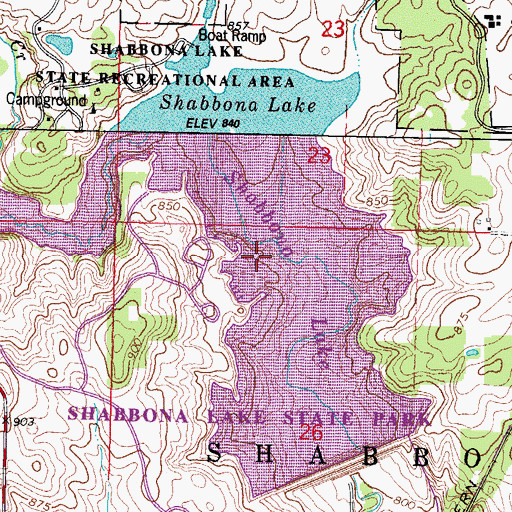 Topographic Map of Shabbona Lake, IL