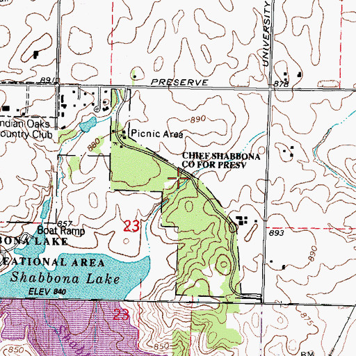 Topographic Map of Chief Shabbona Historical Site, IL
