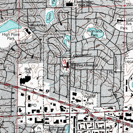 Topographic Map of Winston Churchill Elementary School, IL