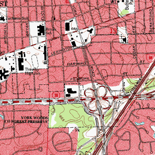 Topographic Map of Elmhurst Memorial Hospital, IL