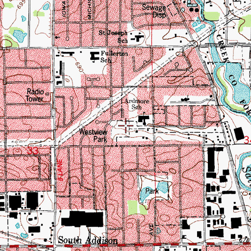 Topographic Map of Westview Park, IL