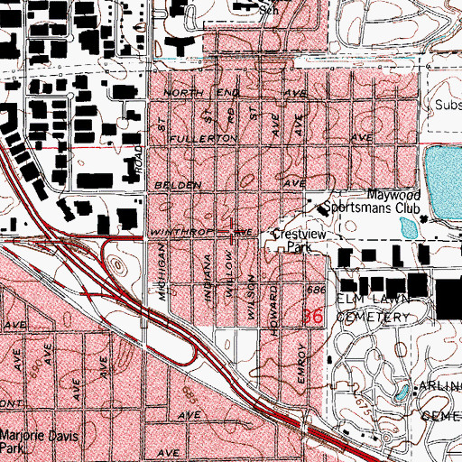 Topographic Map of Crestview Park, IL