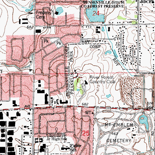 Topographic Map of River Forest Country Club, IL