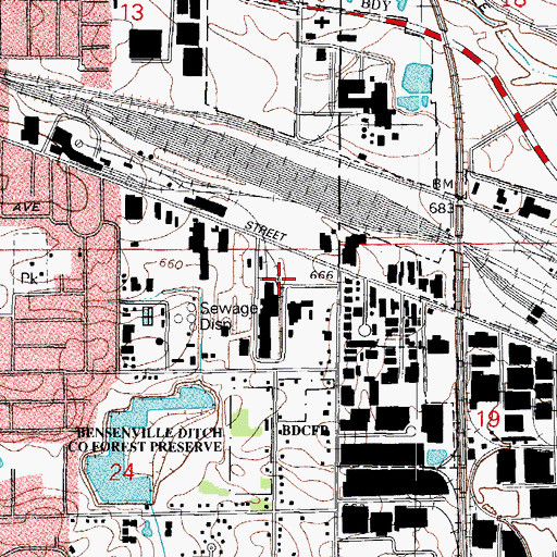 Topographic Map of Chippewa School, IL