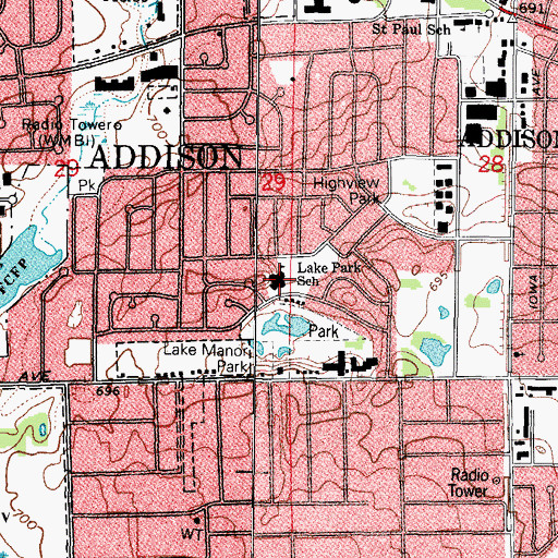 Topographic Map of Lake Park Elementary School, IL