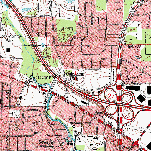 Topographic Map of Oak Knoll Park, IL