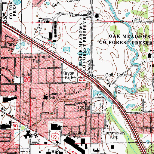 Topographic Map of Bryon Park, IL