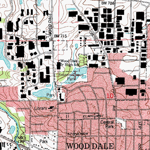 Topographic Map of Frazen Grove Park, IL