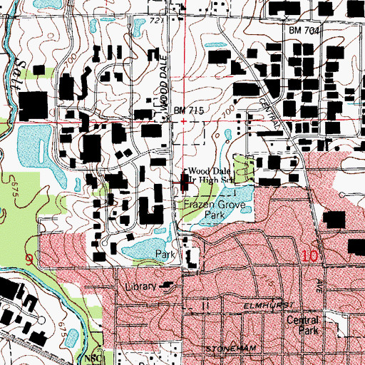 Topographic Map of Wood Dale Junior High School, IL