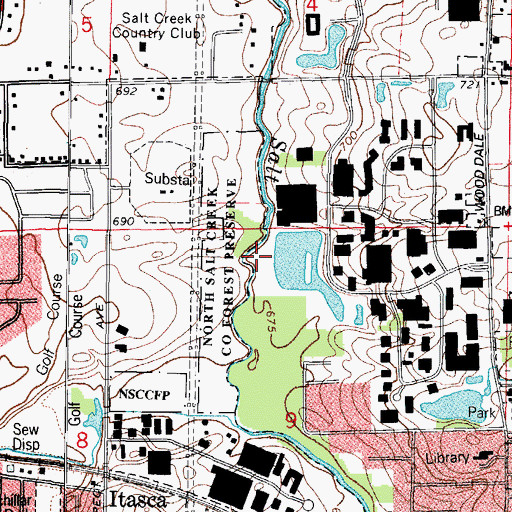 Topographic Map of North Salt Creek County Forest Preserve, IL