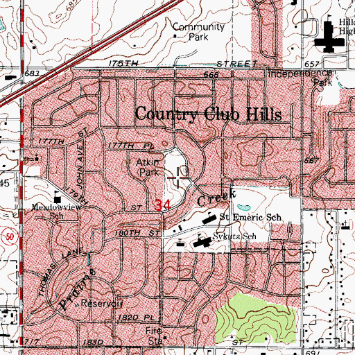 Topographic Map of Atkin Park, IL