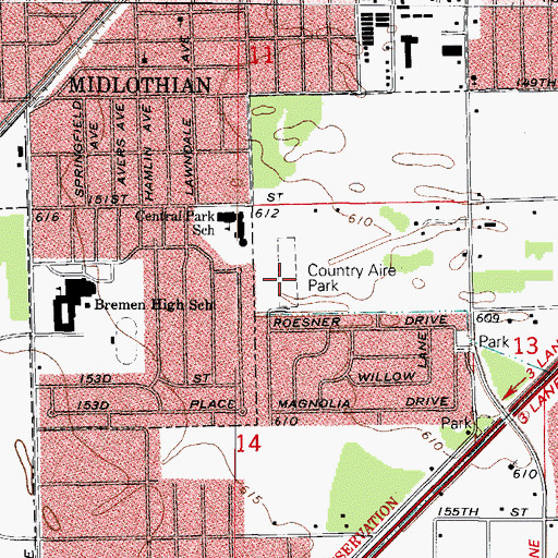 Topographic Map of Country Aire Park, IL