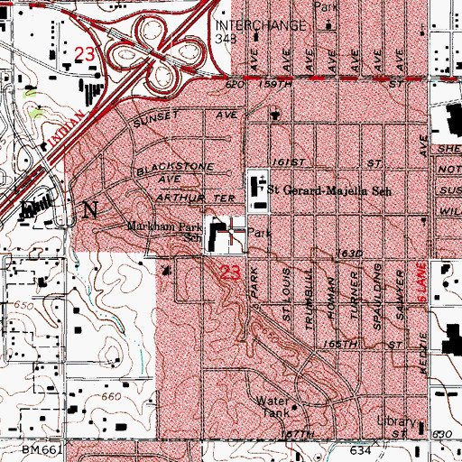 Topographic Map of Markham Park, IL