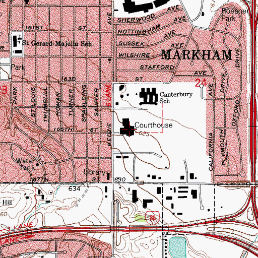 Topographic Map of Cook County Courthouse, IL