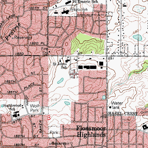 Topographic Map of Coopers Grove Cemetery, IL