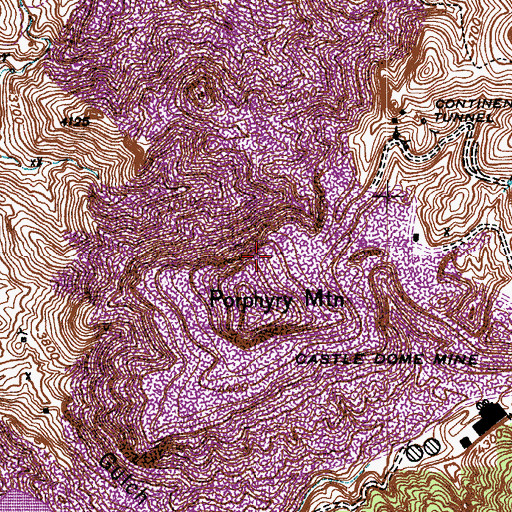 Topographic Map of Pinto Valley Mine Open Pit, AZ