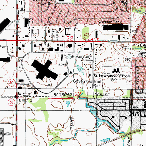 Topographic Map of Lincoln Mall Shopping Center, IL